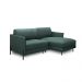Sofá Decorativo Karine 3 Lugares Sala de estar 230cm com Chaise Pés em Aço Couro Verde Musgo G88 - Gran Belo