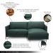 Sofá Decorativo Karine 3 Lugares Sala de estar 230cm com Chaise Pés em Aço Couro Verde Musgo G88 - Gran Belo