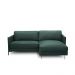 Sofá Decorativo Karine 3 Lugares Sala de estar 230cm com Chaise Pés em Aço Couro Verde Musgo G88 - Gran Belo