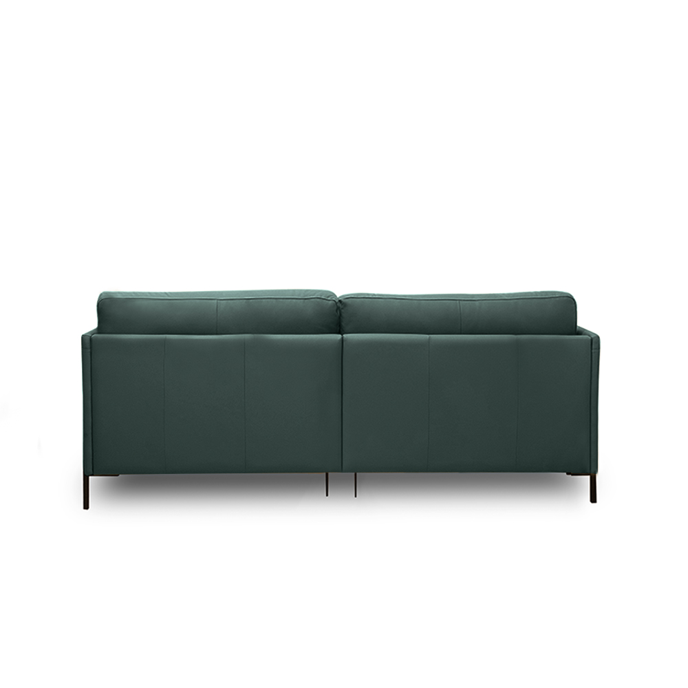 Sofá Decorativo Karine 3 Lugares Sala de estar 230cm com Chaise Pés em Aço Couro Verde Musgo G88 - Gran Belo
