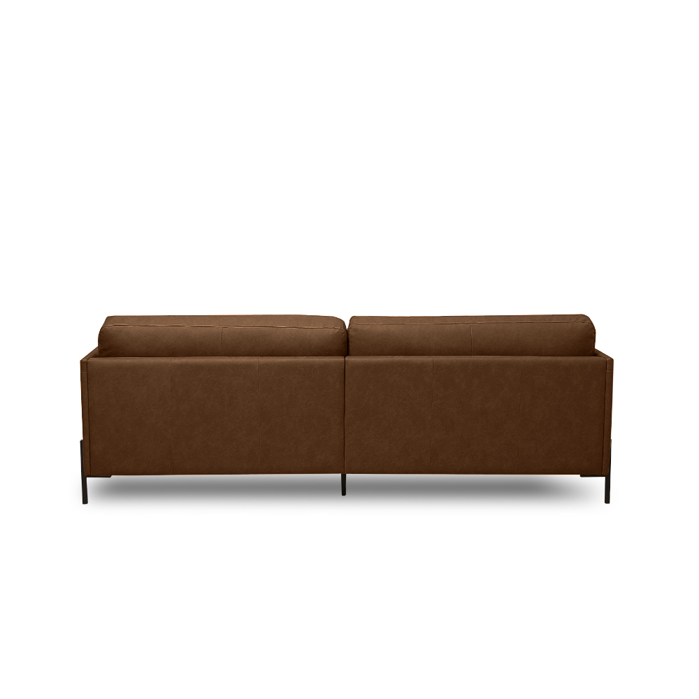 Sofá Decorativo Karine 3 Lugares Sala de estar 240cm Pés em Aço Couro Marrom Claro Manchado G88 - Gran Belo