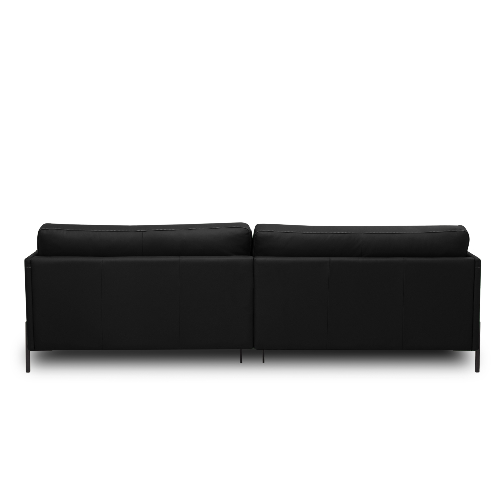 Sofá Decorativo Karine 3 Lugares Sala de estar 240cm Pés em Aço Couro Preto G88 - Gran Belo