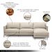 Sofá Decorativo Karine 5 Lugares Sala de estar 300cm com Chaise Pés em Aço Couro Bege G88 - Gran Belo