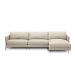 Sofá Decorativo Karine 5 Lugares Sala de estar 300cm com Chaise Pés em Aço Couro Bege G88 - Gran Belo
