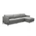 Sofá Decorativo Karine 5 Lugares Sala de estar 300cm com Chaise Pés em Aço Couro Grafite G88 - Gran Belo