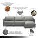 Sofá Decorativo Karine 5 Lugares Sala de estar 300cm com Chaise Pés em Aço Couro Grafite G88 - Gran Belo