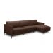 Sofá Decorativo Karine 5 Lugares Sala de estar 300cm com Chaise Pés em Aço Couro Marrom Chocolate G88 - Gran Belo