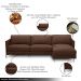 Sofá Decorativo Karine 5 Lugares Sala de estar 300cm com Chaise Pés em Aço Couro Marrom Chocolate G88 - Gran Belo
