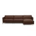 Sofá Decorativo Karine 5 Lugares Sala de estar 300cm com Chaise Pés em Aço Couro Marrom Chocolate G88 - Gran Belo