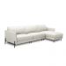 Sofá Decorativo Karine 5 Lugares Sala de estar 300cm com Chaise Pés em Aço Couro Off White G88 - Gran Belo
