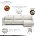Sofá Decorativo Karine 5 Lugares Sala de estar 300cm com Chaise Pés em Aço Couro Off White G88 - Gran Belo