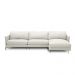 Sofá Decorativo Karine 5 Lugares Sala de estar 300cm com Chaise Pés em Aço Couro Off White G88 - Gran Belo