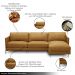 Sofá Decorativo Karine 5 Lugares Sala de estar 330cm com Chaise Pés em Aço Couro Caramelo G88 - Gran Belo