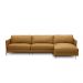 Sofá Decorativo Karine 5 Lugares Sala de estar 330cm com Chaise Pés em Aço Couro Caramelo G88 - Gran Belo