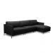 Sofá Decorativo Karine 5 Lugares Sala de estar 330cm com Chaise Pés em Aço Couro Preto G88 - Gran Belo