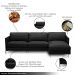 Sofá Decorativo Karine 5 Lugares Sala de estar 330cm com Chaise Pés em Aço Couro Preto G88 - Gran Belo