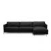 Sofá Decorativo Karine 5 Lugares Sala de estar 330cm com Chaise Pés em Aço Couro Preto G88 - Gran Belo