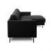 Sofá Decorativo Karine 5 Lugares Sala de estar 330cm com Chaise Pés em Aço Couro Preto G88 - Gran Belo