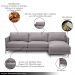 Sofá Decorativo Karine 6 Lugares Sala de estar 360cm com Chaise Pés em Aço Couro Avelã G88 - Gran Belo
