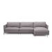 Sofá Decorativo Karine 6 Lugares Sala de estar 360cm com Chaise Pés em Aço Couro Avelã G88 - Gran Belo