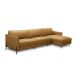 Sofá Decorativo Karine 6 Lugares Sala de estar 360cm com Chaise Pés em Aço Couro Caramelo G88 - Gran Belo