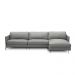 Sofá Decorativo Karine 6 Lugares Sala de estar 360cm com Chaise Pés em Aço Couro Grafite G88 - Gran Belo