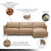Sofá Decorativo Karine 6 Lugares Sala de estar 360cm com Chaise Pés em Aço Couro Nude G88 - Gran Belo