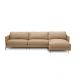Sofá Decorativo Karine 6 Lugares Sala de estar 360cm com Chaise Pés em Aço Couro Nude G88 - Gran Belo