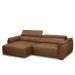 Sofá Decorativo Lorenzo 3 Lugares Sala de estar 220cm Reclinável e Retrátil Couro Marrom Claro Manchado G88 - Gran Belo