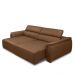 Sofá Decorativo Lorenzo 3 Lugares Sala de estar 220cm Reclinável e Retrátil Couro Marrom Claro Manchado G88 - Gran Belo