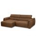 Sofá Decorativo Lorenzo 3 Lugares Sala de estar 220cm Reclinável e Retrátil Couro Marrom Claro Manchado G88 - Gran Belo