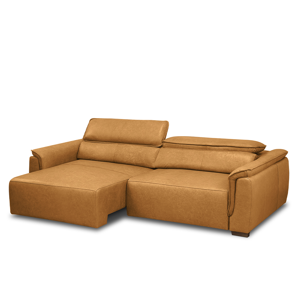 Sofá Decorativo Lorenzo 3 Lugares Sala de estar 240cm Reclinável e Retrátil Couro Caramelo Manchado G88 - Gran Belo