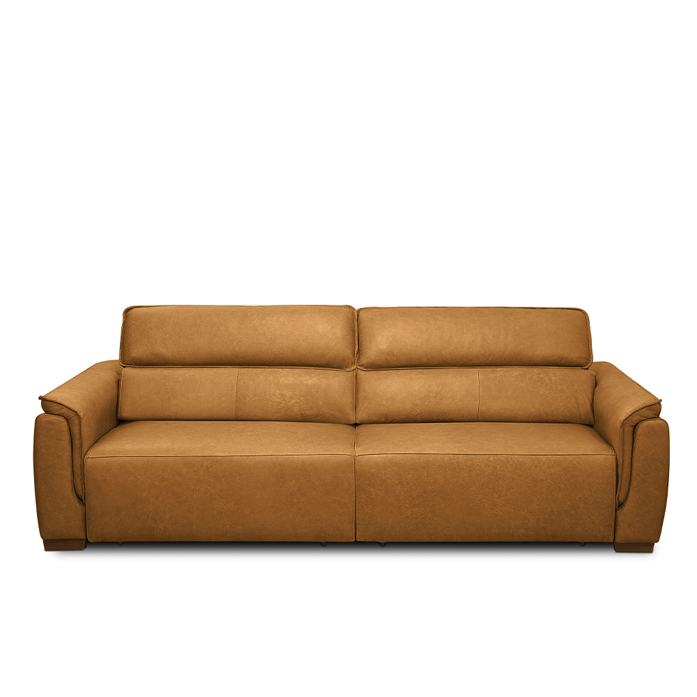 Sofá Decorativo Lorenzo 3 Lugares Sala de estar 240cm Reclinável e Retrátil Couro Caramelo Manchado G88 - Gran Belo