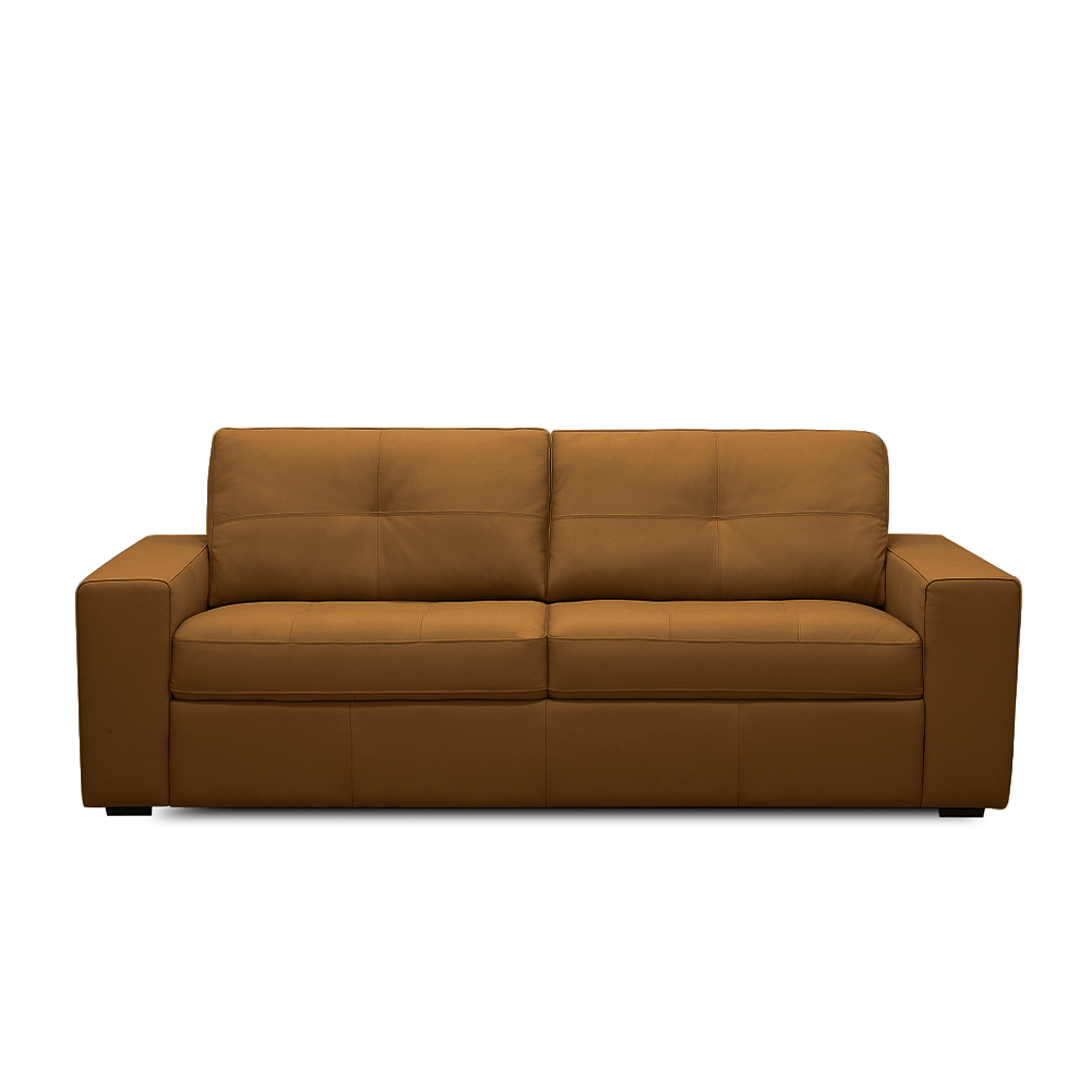 Sofá Decorativo Mendes 2 Lugares Sala de estar 150cm Pés em Madeira Couro Caramelo G88 - Gran Belo