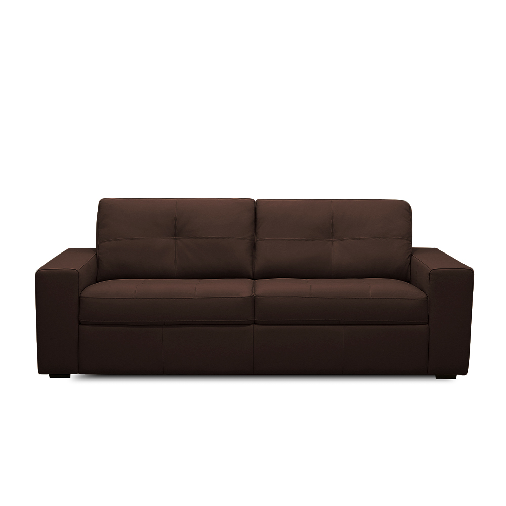 Sofá Decorativo Mendes 3 Lugares Sala de estar 235cm Pés em Madeira Couro Marrom Chocolate G88 - Gran Belo