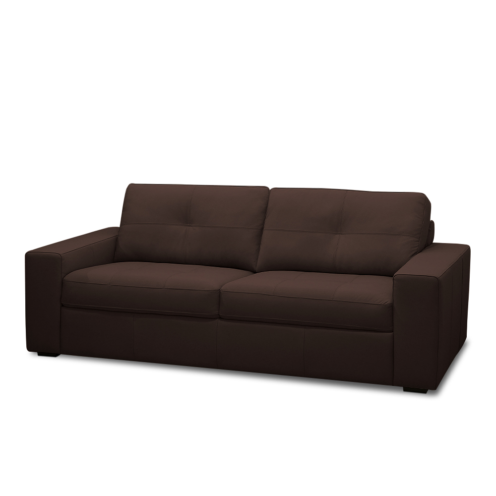 Sofá Decorativo Mendes 3 Lugares Sala de estar 235cm Pés em Madeira Couro Marrom Chocolate G88 - Gran Belo