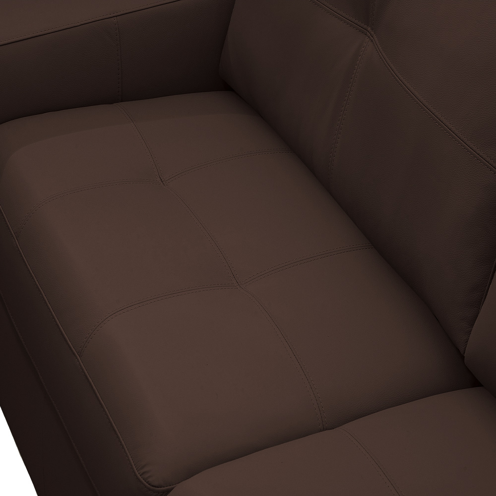 Sofá Decorativo Mendes 3 Lugares Sala de estar 235cm Pés em Madeira Couro Marrom Chocolate G88 - Gran Belo
