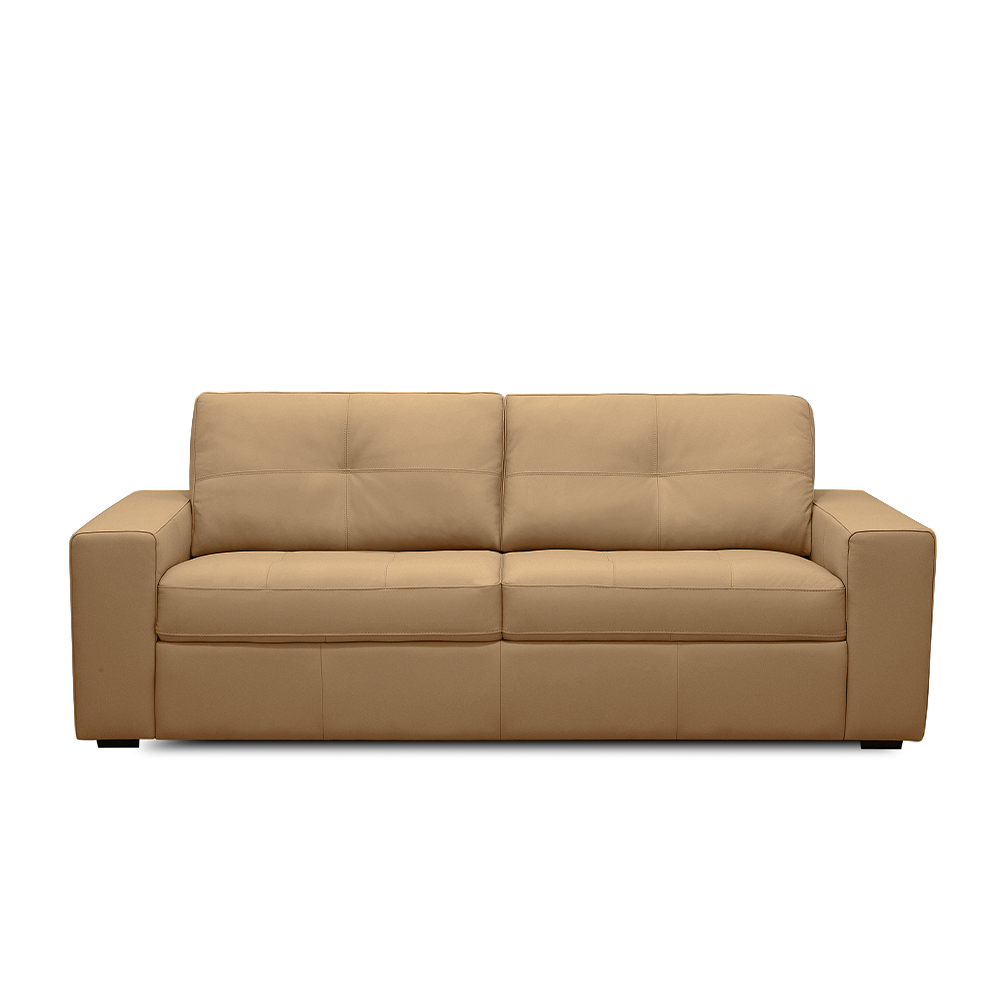 Sofá Decorativo Mendes 3 Lugares Sala de estar 235cm Pés em Madeira Couro Nude G88 - Gran Belo