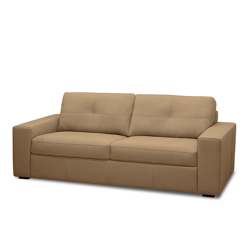 Sofá Decorativo Mendes 3 Lugares Sala de estar 235cm Pés em Madeira Couro Nude G88 - Gran Belo
