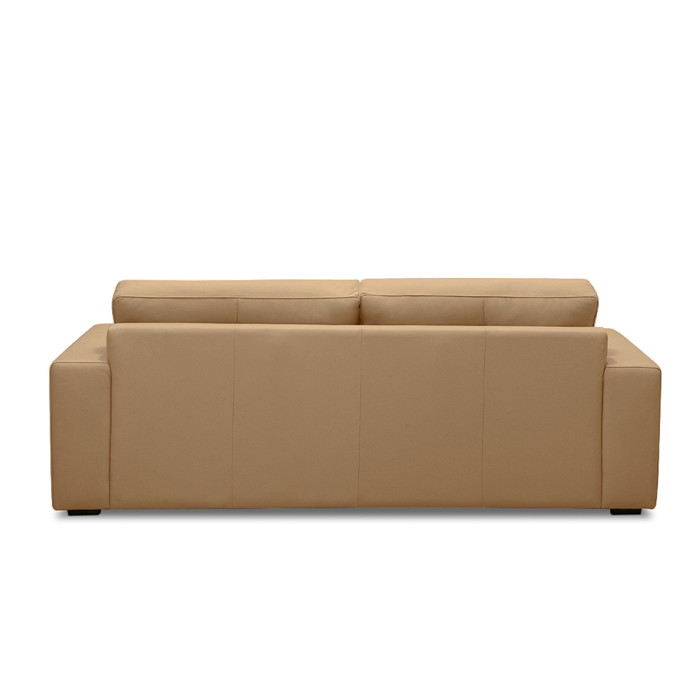 Sofá Decorativo Mendes 3 Lugares Sala de estar 235cm Pés em Madeira Couro Nude G88 - Gran Belo