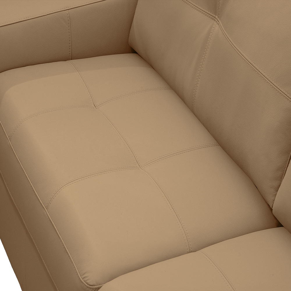 Sofá Decorativo Mendes 3 Lugares Sala de estar 235cm Pés em Madeira Couro Nude G88 - Gran Belo