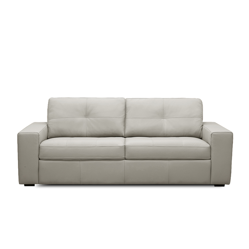 Sofá Decorativo Mendes 3 Lugares Sala de estar 235cm Pés em Madeira Couro Off White G88 - Gran Belo