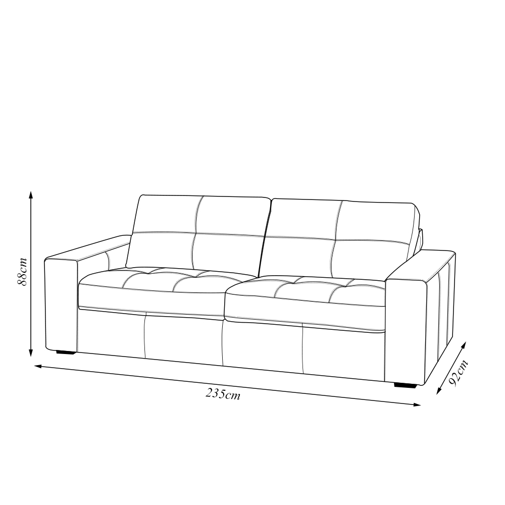 Sofá Decorativo Mendes 3 Lugares Sala de estar 235cm Pés em Madeira Couro Off White G88 - Gran Belo