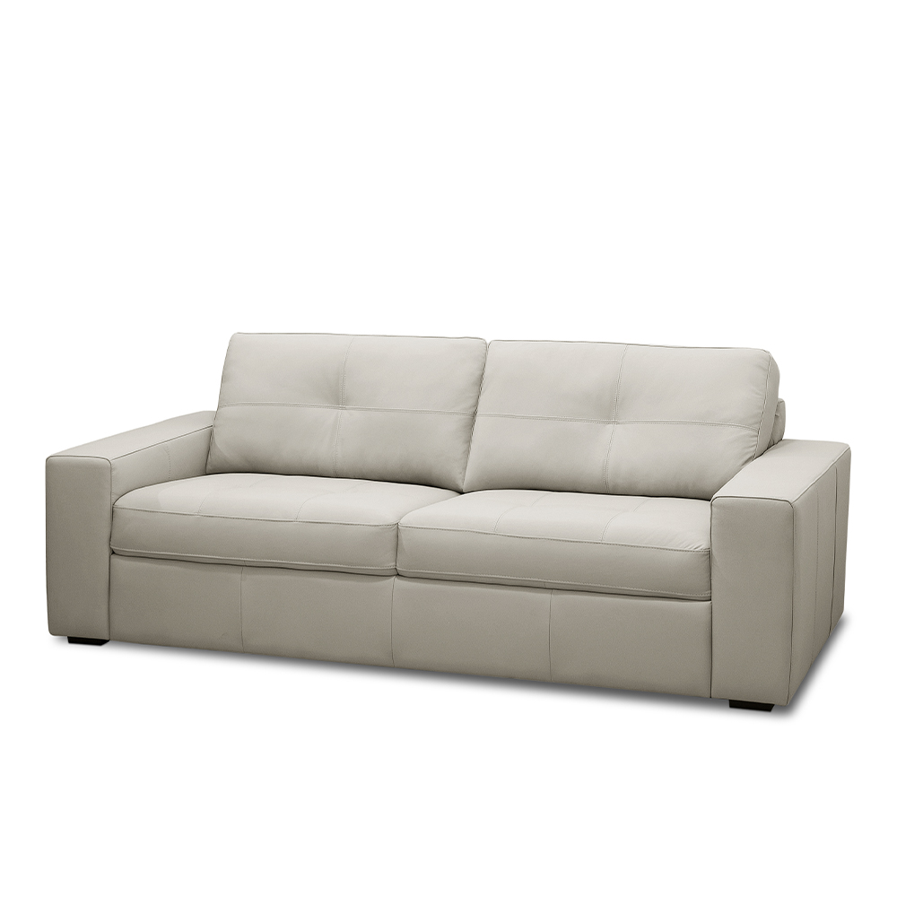 Sofá Decorativo Mendes 3 Lugares Sala de estar 235cm Pés em Madeira Couro Off White G88 - Gran Belo