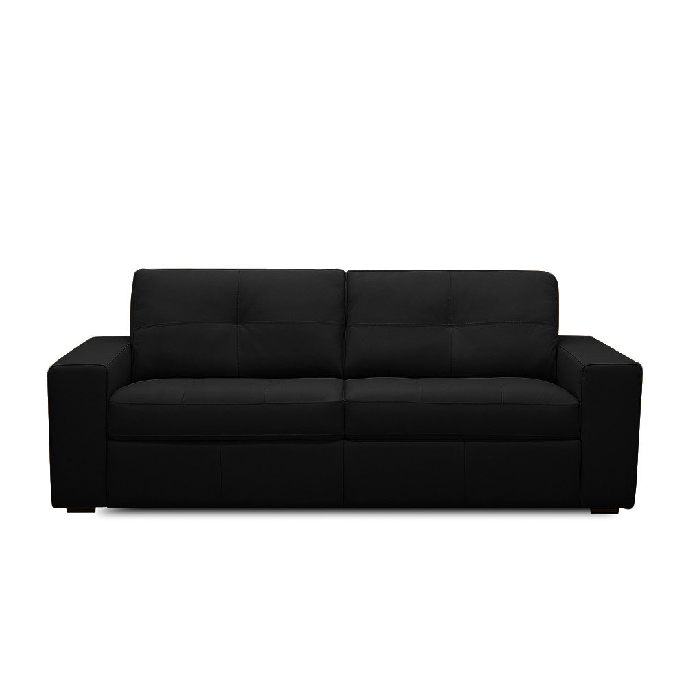 Sofá Decorativo Mendes 3 Lugares Sala de estar 235cm Pés em Madeira Couro Preto G88 - Gran Belo
