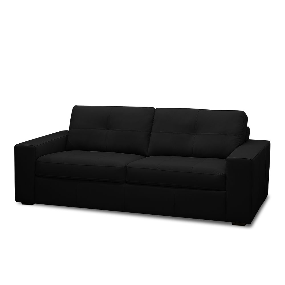 Sofá Decorativo Mendes 3 Lugares Sala de estar 235cm Pés em Madeira Couro Preto G88 - Gran Belo