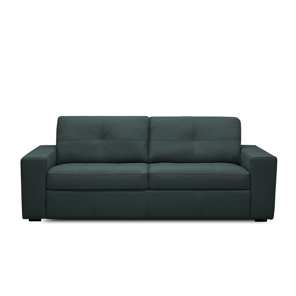 Sofá Decorativo Mendes 3 Lugares Sala de estar 235cm Pés em Madeira Couro Verde Musgo G88 - Gran Belo