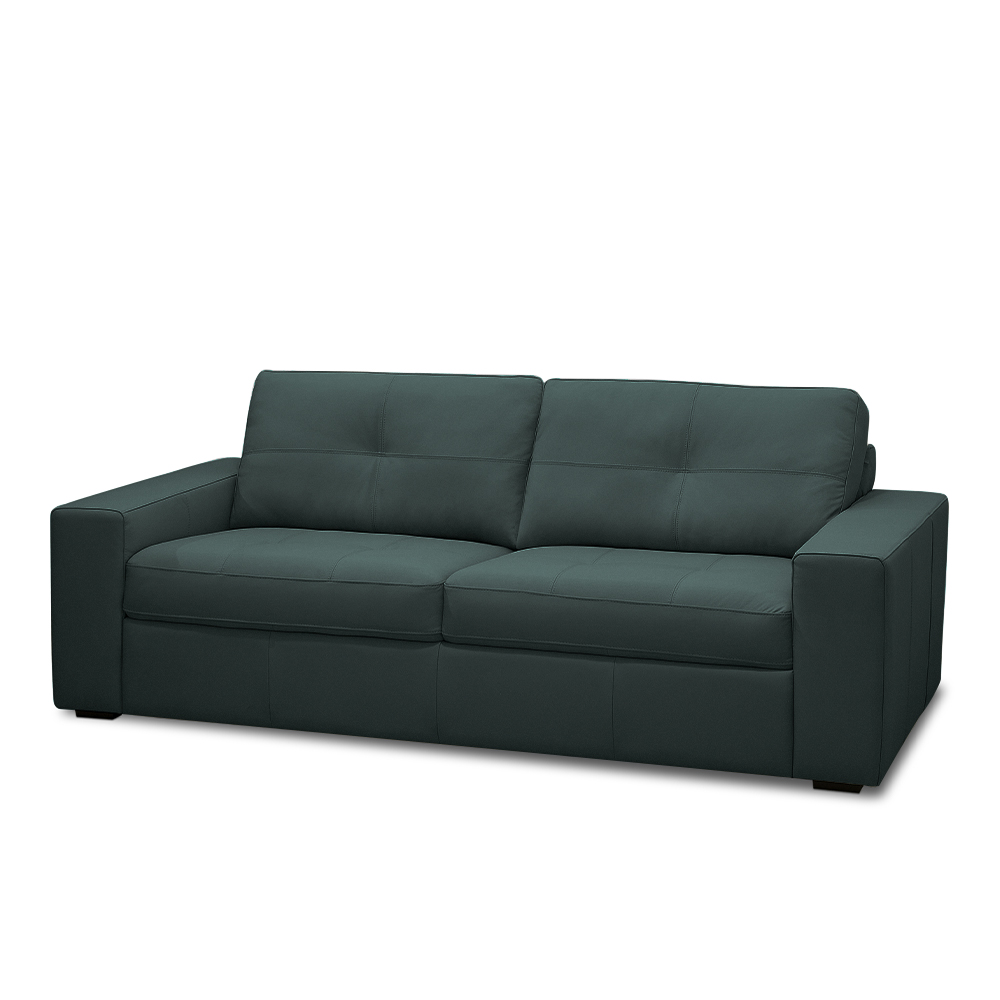 Sofá Decorativo Mendes 3 Lugares Sala de estar 235cm Pés em Madeira Couro Verde Musgo G88 - Gran Belo