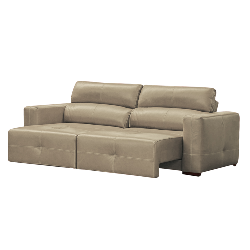 Sofá Decorativo Monica 3 Lugares Sala de estar 252cm Reclinável e Retrátil Couro Avelã G40 - Gran Belo