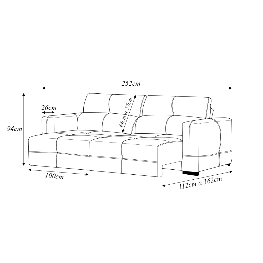 Sofá Decorativo Monica 3 Lugares Sala de estar 252cm Reclinável e Retrátil Couro Avelã G40 - Gran Belo